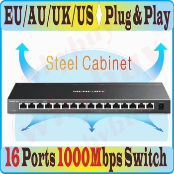 

Steel/Metal cabinet 16 RJ45 Ports 1000Mbps Gigbit Ethernet Network Switch Desktop/Rackmount Design MDI/MDIX 6KV LightningProtect