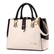 Black White Contrast Color Ladies Elegant Hand Bag Women 2016 New Korean Style Patchwork Designer Large