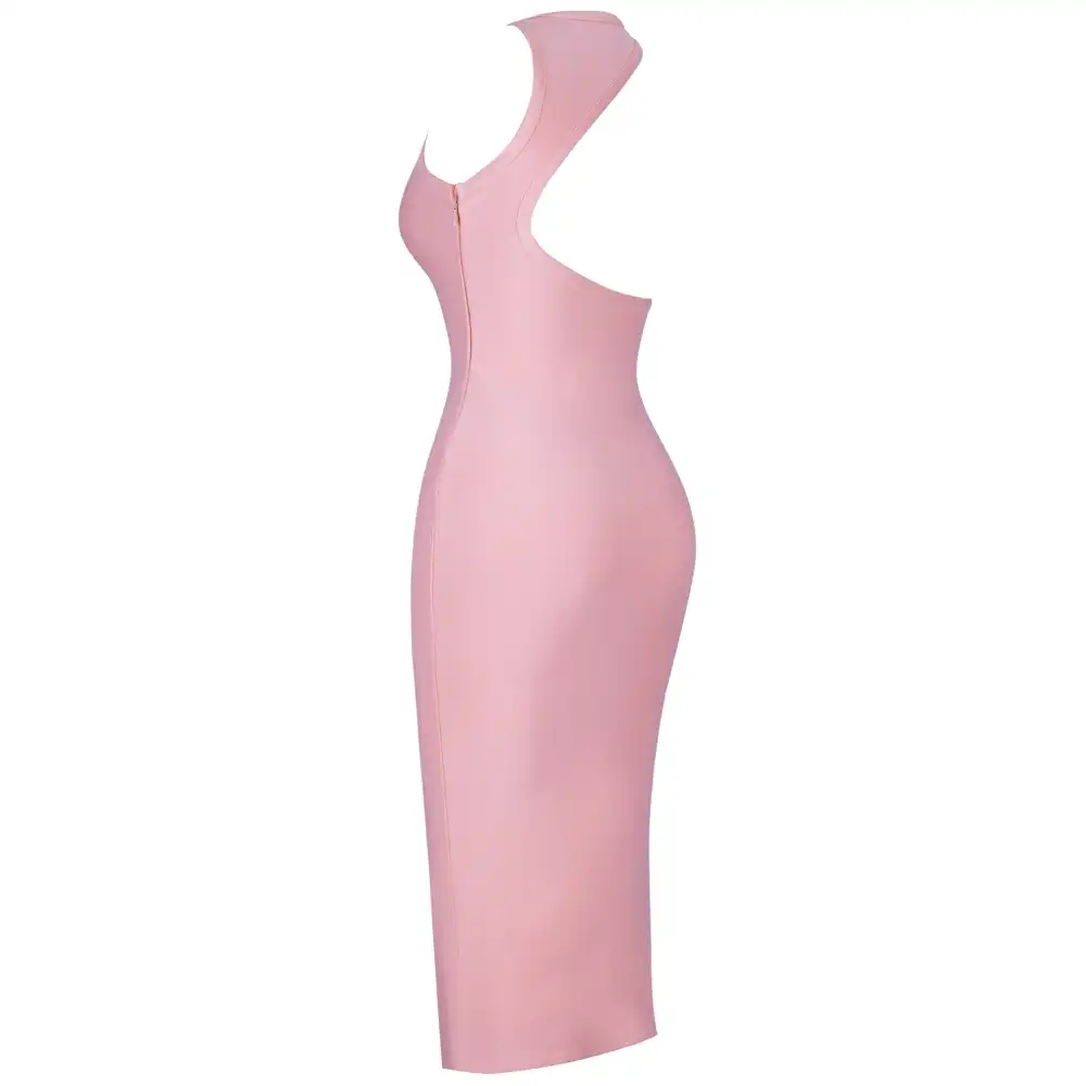 peach bodycon midi dress