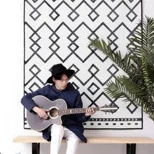 Ковер для гостиной в скандинавском стиле, геометрический индийский красный ковер в клетку, в полоску, современный дизайн, килим, черный, белый