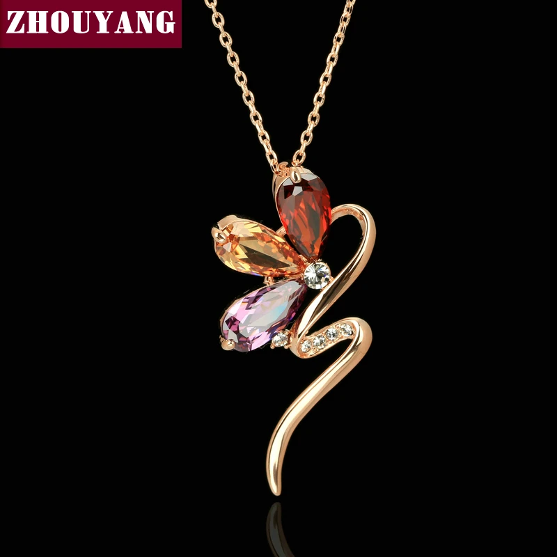 ZHOUYANG Top Quality ZYN074 Magic Snake Necklace Rose Gold Color Fashion Jewellery Nickel Free Pendant Crystal