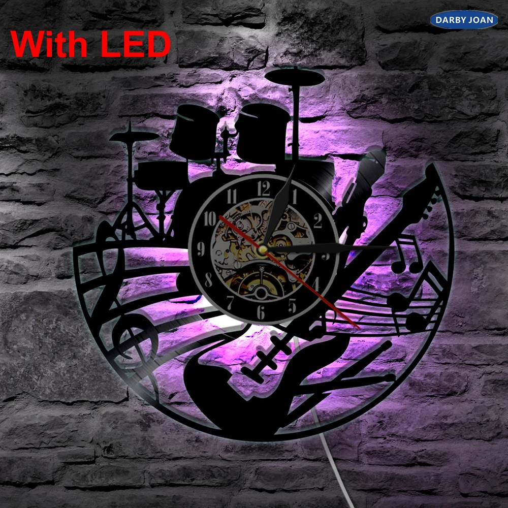 

LED Wall Lights Decorative music instrument design handmade vinyl record wall clock with background light-The Day of Dead