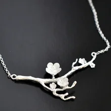 font b 925 b font Sterling font b Silver b font Cherry blossom Necklace Fashion