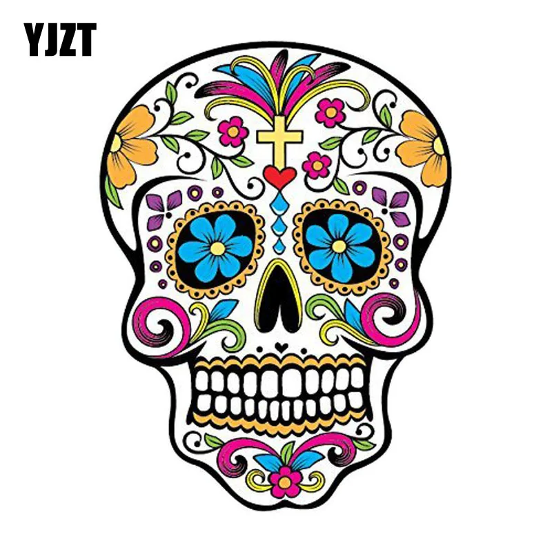 Kopen YJZT 10.2 CM * 13.5 CM MEXICAANSE SUIKER SCHEDEL Reflecterende Auto Sticker Autoruit Motorfiets Onderdelen C1 7079