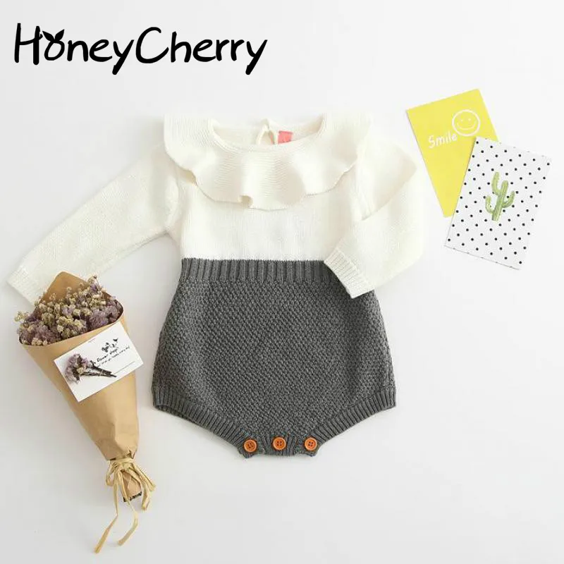 Spring And Autumn Baby Jumpsuit Knitting Sweater Conjoined Garment Baby Bodysuits Baby Girl Clothes Baby Jumpsuit