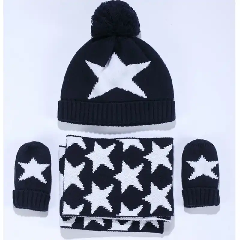 childrens navy hat and gloves
