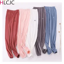 Ins стильные тонкие свободные пижамные штаны размера плюс, хлопок, женские пижамные штаны, трикотажные хлопковые летние домашние штаны, женские брюки