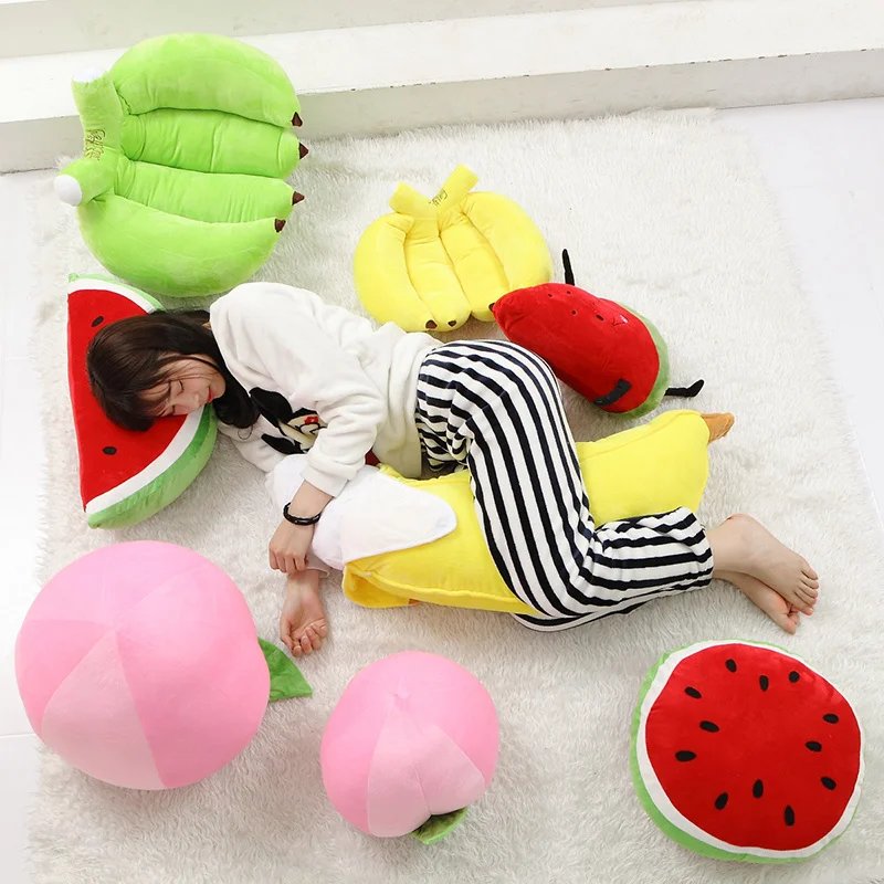 

8 Kinds Peeled Banana Peach Watermelon Fruits Doll Lifelike Stuffed Fruits Toy Decorative 3D Pillow Shop Chair Sofa Kids Gift