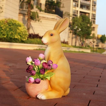 

Garden decoration rabbit cylinder courtyard outdoor garden cartoon flower pot simulation animal statue home decoration wedding