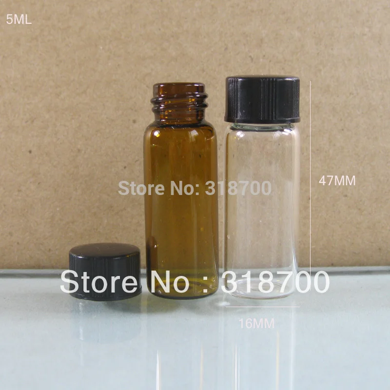 30 X 5ml Amber Clear,Empty Glass Vial With Plastic Cap, 5CC Clear