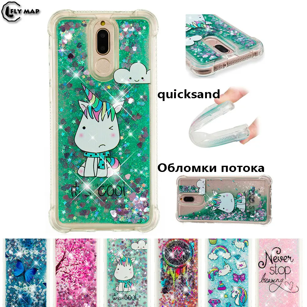 Glitter Stars Phone Cover for Huawei Nova 2i / Honor 9i RNE L21 L01 RNE-L21 RNE-L01 Dynamic Liquid Debris Quicksand Back Case