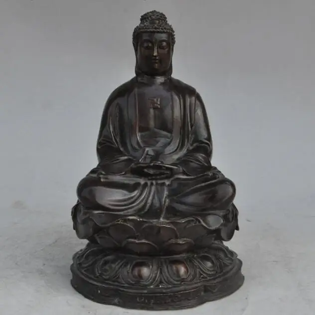 

S01295 china buddhism bronze lotus seat Medicine Buddha bhaisajyaguru sakyamuni statue (B0328)