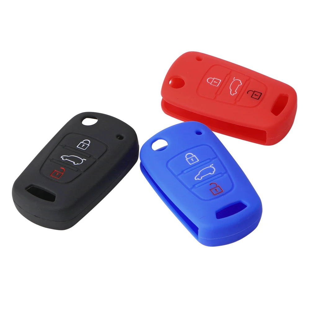

Car Silicone Key Case For kia Rio Sportage Ceed Sorento Cerato K2 K3 K4 K5 KX3 Auto Key Cover Shell Silicone 3 Button Key Bag