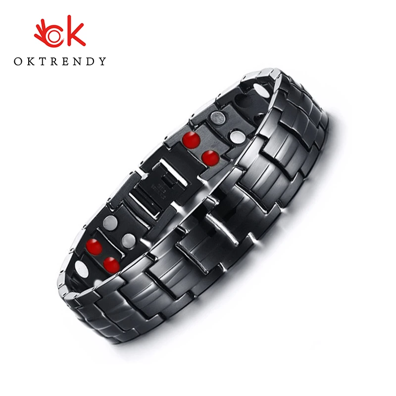 

Oktrendy Magnetic Bracelet Men Chain Black Stainless Steel Bangle Health Energy Bracelets Jewelry For Women or Men NO246
