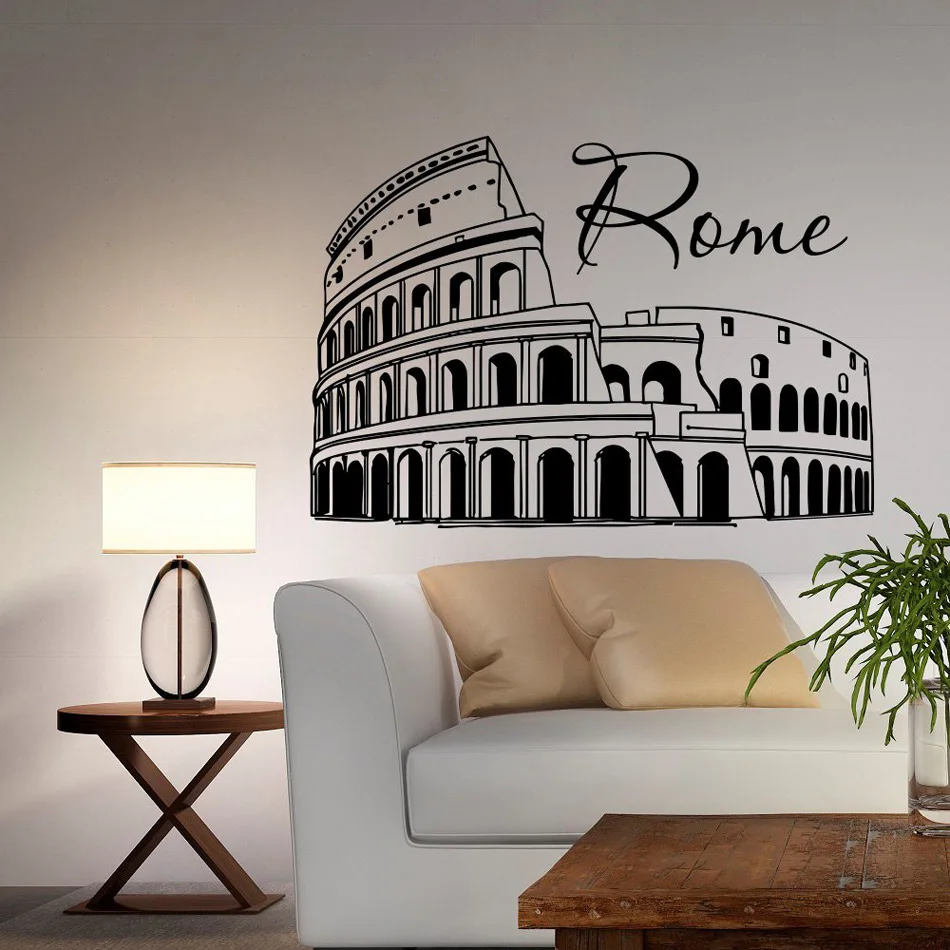 

Rome Coliseum Mural Wall Sticker Home Decor Living Room Italy Skyline Silhouette Bedroom Decal Office Room Decoration W585