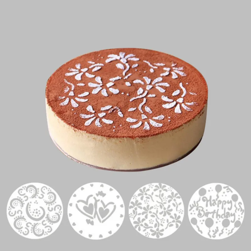 

Cake Stencils Latte Art Birthday Printing Mold 4 Pieces/Lot Decorating Wedding Cooking Party Kitchen Pastry Tools Accessories