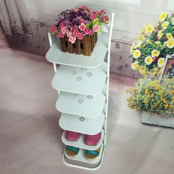 

European simple wrought iron shoe rack multi-layer metal storage dust-proof small shoes cabinet economy