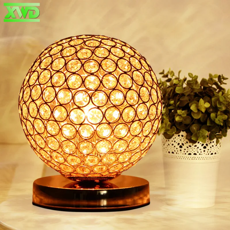 With LED Bulb Modern Desktop Decoration Crystal Table Lamp E27 Lamp Holder 110-240V Parlor/Bed Room/Bedside Cabinet Lights TU50