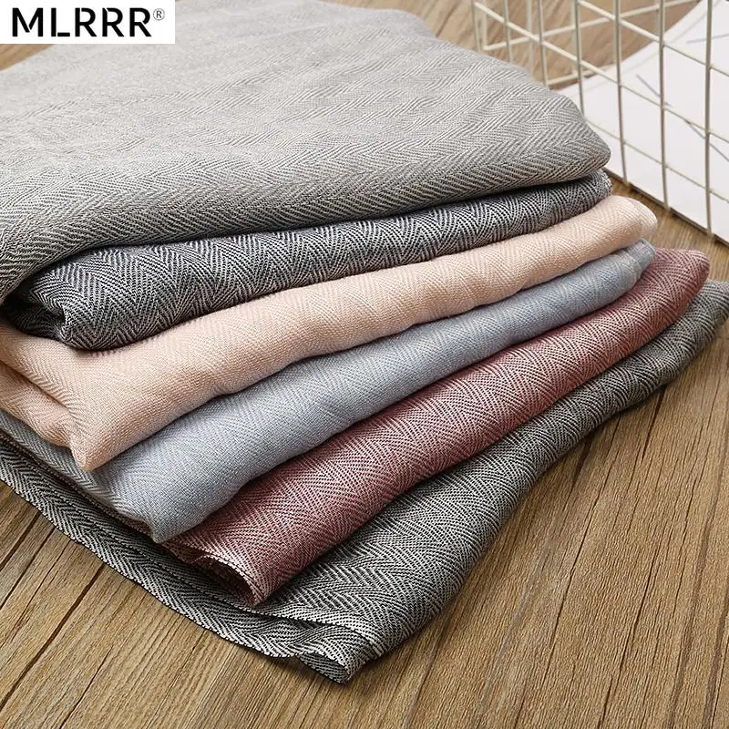 

2019 New 100% Cotton Scarf Herringbone Pattern Scarves Monochrome Retro Shawl