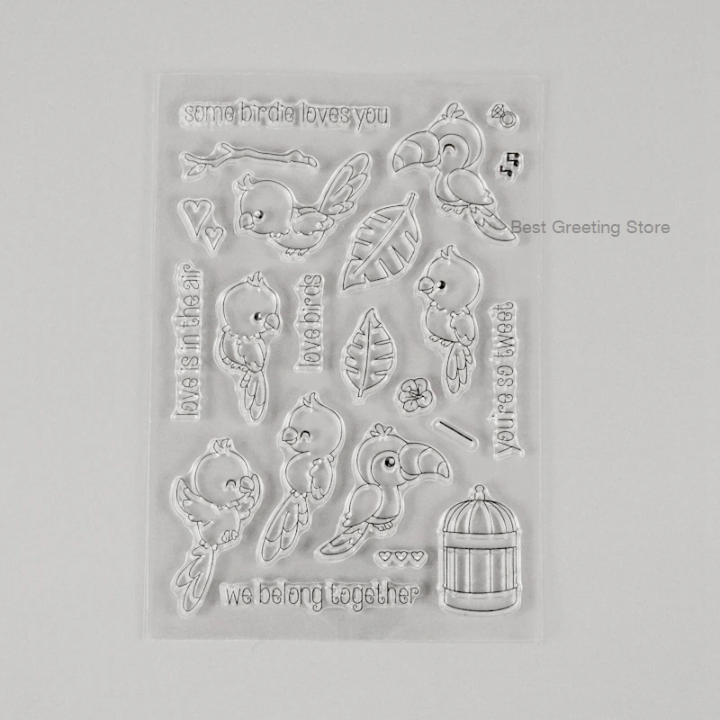 Милые наклейки «Птицы» Штампы для открыток прозрачный силиконовый штампы для скрапбукинга