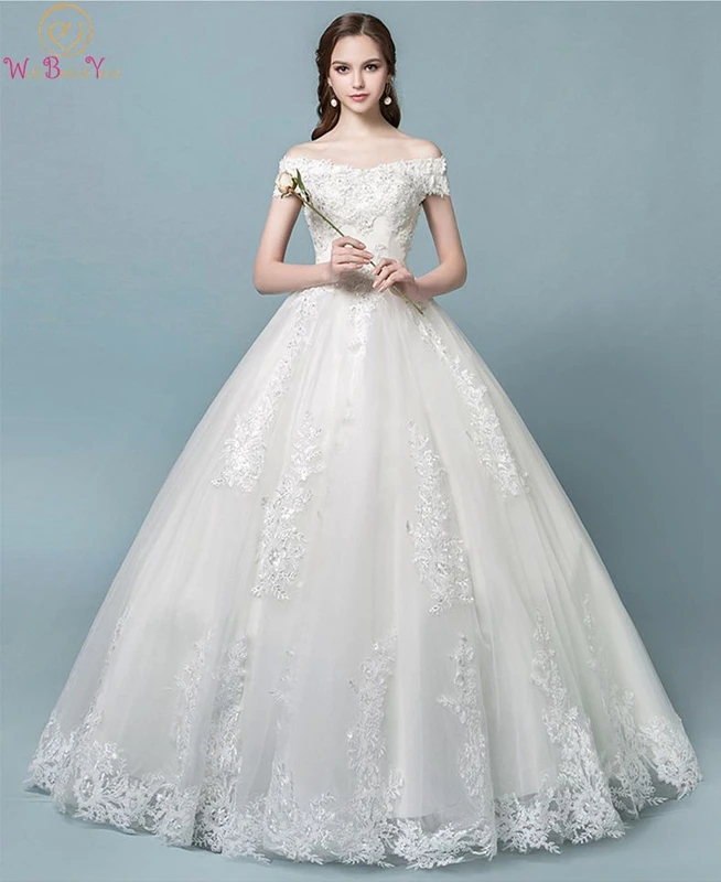 

Buy China Direct Wedding Dresses 2019 New Style Sweetheart Neck Floor Length Lace-up Off Shoulder Appliques Sequined Bridal Gown