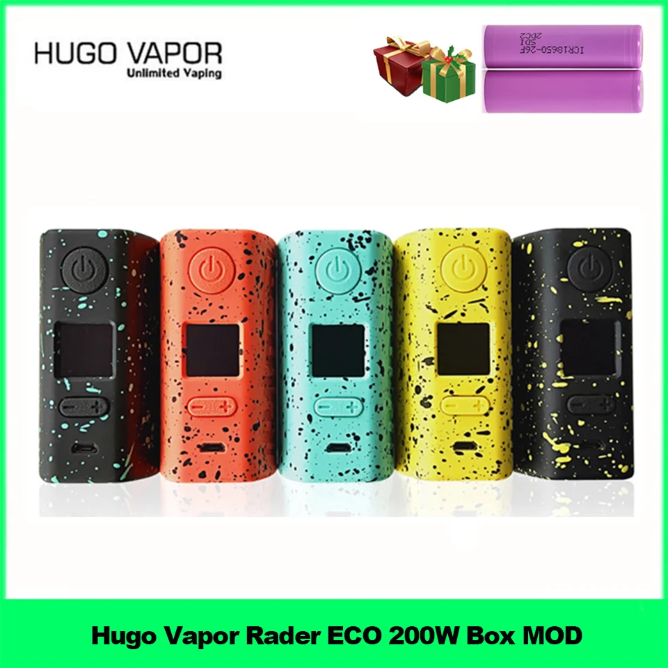 

Original Hugo Vapor Rader ECO 200W Box MOD Vape Mod VW/VV/Bypass/Curve Heating fit 510 Thread Tank Atomizer E Cigarette Vape Mod