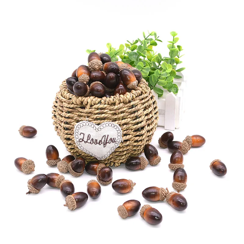 20 шт./лот 3 см мини Реалистичный искусственный желудь дубовый орех моделирование сосновые шишки поддельное украшение в виде фруктов рождественские украшения для дома безделушка