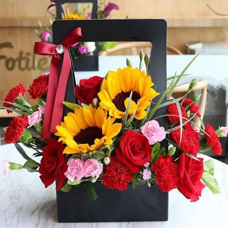 creative paper flower basket portable flowers boxes paper carton paper flower boxes