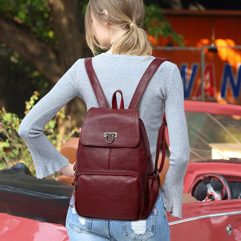 High Quality Women Genuine Real Leather Backpacks School Bags for Teenagers Famous Brand mochila 2017 Travel