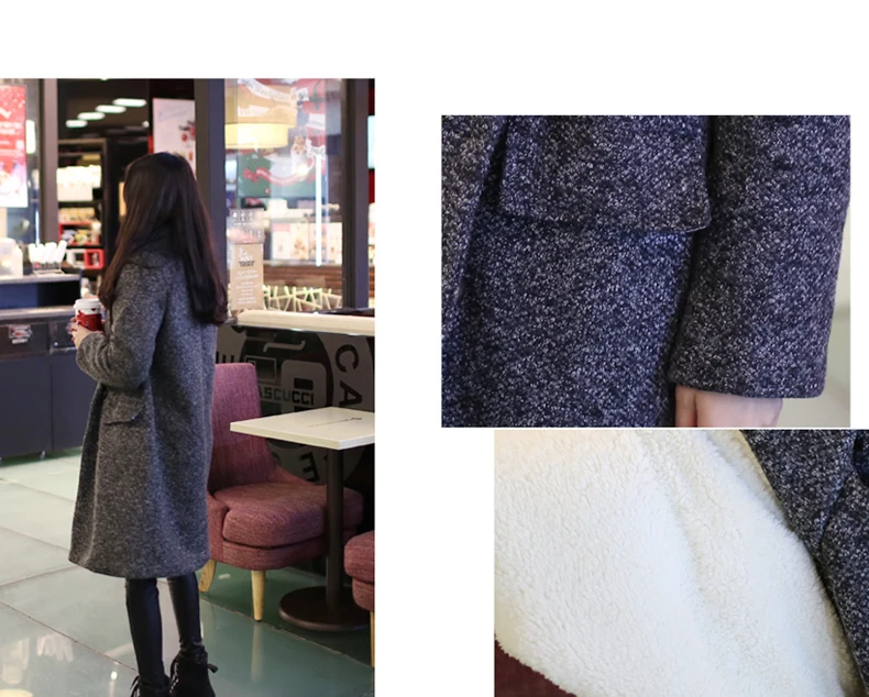 Утолщенное весеннее и осеннее новое шерстяное пальто из овечьей шерсти в длинном разрезе корейской версии женского костюма пальто looseNizi