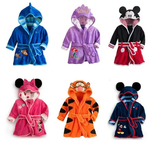 

Baby Boys Robe For Girls 2018 Children's bathrobe Minnie Mickey Soft Velvet Robe Pajamas Coral Baby Kids Warm Clothes 2-6Y