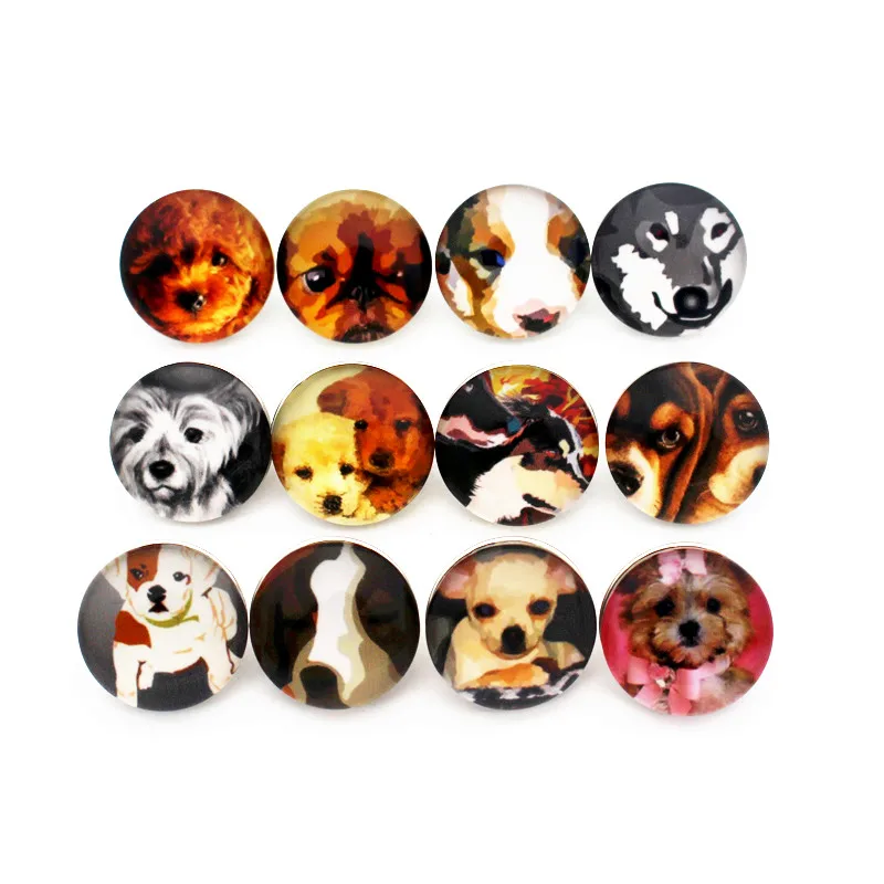 New Arrival 50pcs/lot dog animal Snap Button Print Glass Charms Fit 18mm DIY Ginger Bracelet Jewelry | Украшения и аксессуары