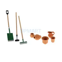 1/12 кукольный домик миниатюры 3 шт. садовые инструменты+ 5 керамических КРОК кукольный домик Фея садовый инструмент Аксессуары