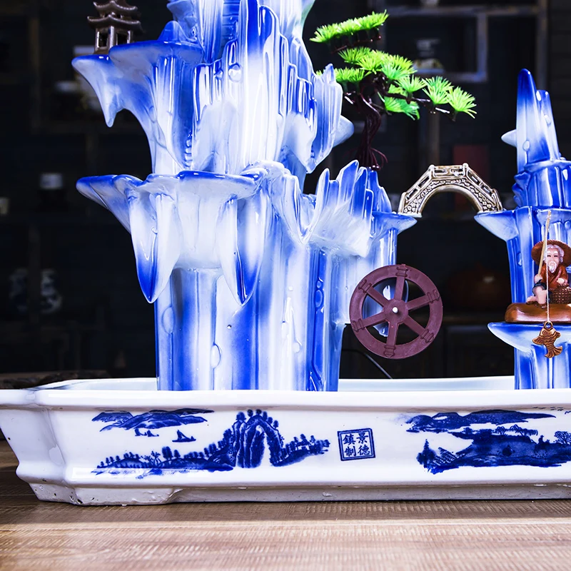110 V-240 V керамики Айсберг скала водяной фонтан-испаритель настольная аквариум фэн-шуй украшения Lucky хрустальный шар для домашнего декора
