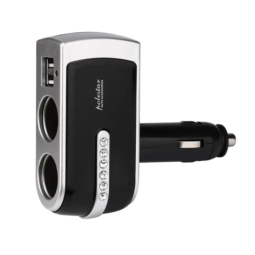 Франшизы Универсальный 12 V-24 V пробки прикуривателя адаптер зарядные устройства USB для автомобиля двойной зарядное устройство USB#0404