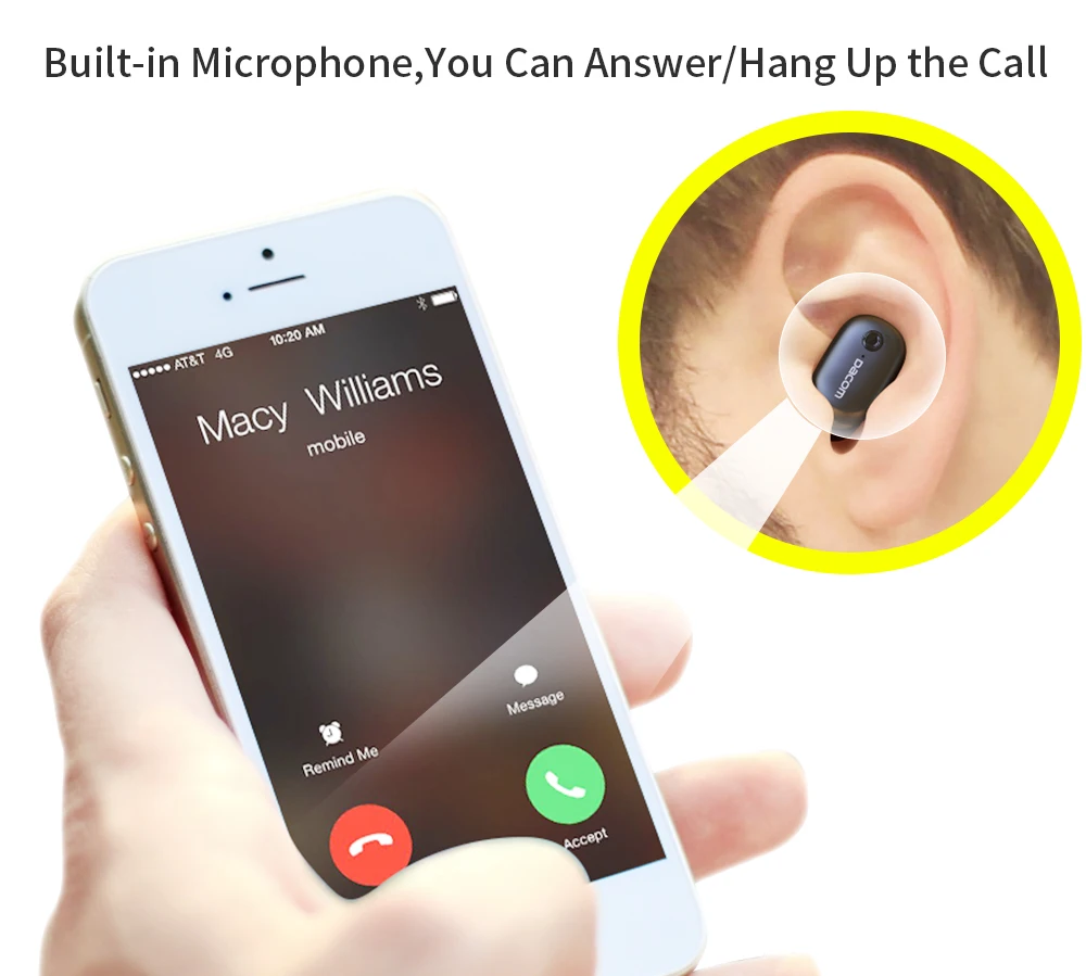 Новейшие Мини наушники Dacom K8i Bluetooth спортивные одиночные Беспроводные вкладыши в