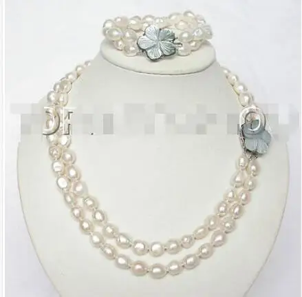

Free Shipping >> new hot Set Genuine 2rows 12mm white Baroque FW pearls necklace bracelet E560