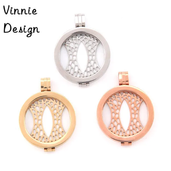 

Vinnie Design Jewelry Stainless Steel Deluxe Pendant Cage Coin Holder fit for 33mm Large Coin Disc 5pcs/lot Wholesale