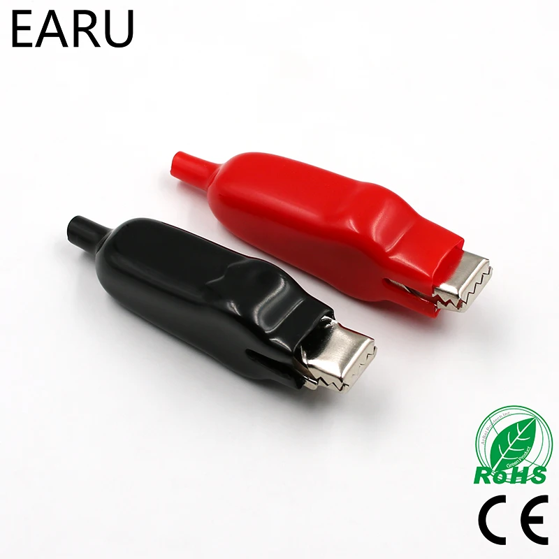 Sheathed Alligator Clips Electrical DIY Test Leads Double Ended Crocodile Clips Roach Jumper Wire Connector Plug 2PCS alligator clips test leads test clip