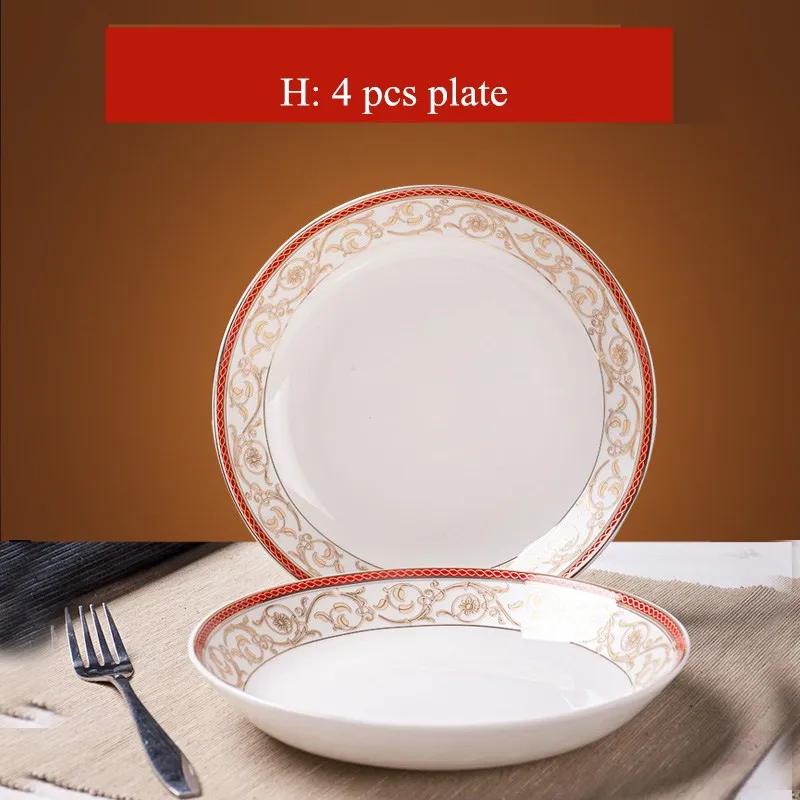 4 Pcs Ceramic Dinner Plates Round Fruit Plate Western Dessert Tray Noodle Dish Salad Plate High 1 4 Pcs Ceramic Dinner Plates Round Fruit Plate Western Dessert Tray Noodle Dish Salad Plate High 3
