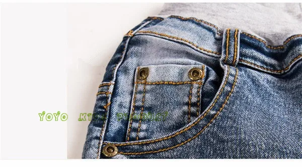 Новинка г. Осенние джинсы для мальчиков детские повседневные плиссированные узкие джинсы деним штаны для детей от 4 до 9 лет