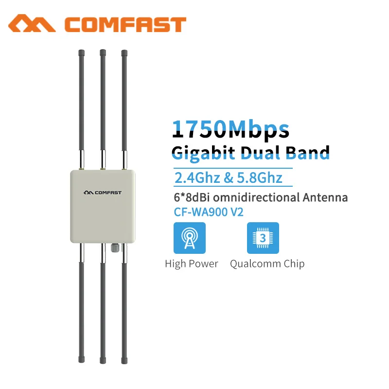 

2.4G&5.8G 1750Mbps High Power 27dBm Outdoor wireless AP CPE PoE Wifi router signal booster base station with antennas for park