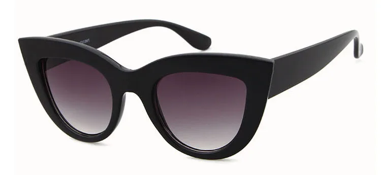 SHAUNA классические CatEye Солнцезащитные очки для женщин Ретро женские очки черная оправа синие Светоотражающие линзы - Цвет линз: Glossy Black Grey