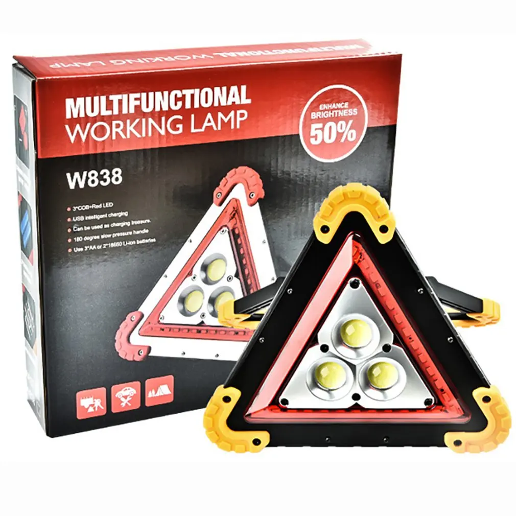 

Outdoor Portable Handle Triangle Traffic Light Alarm Parking Urgent Caution Lighting Foldable ABS USB Charging
