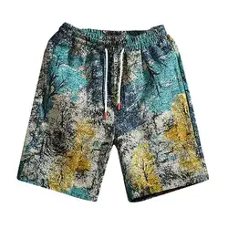 2019 летние мужские короткие брюки с модным принтом пояс эластичный шнурок на талии прямые свободные пляжные шорты Spodenki Meskie плюс размер D