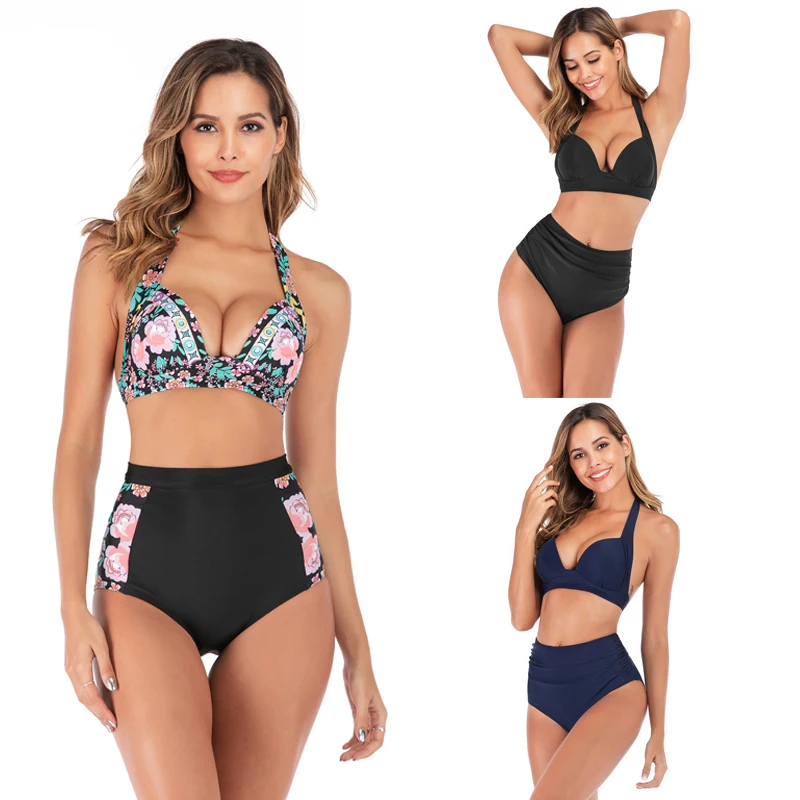 

Summer Discount Women High Waist Floral Print Padded Bra Brazilian Bikini Bathing Sexy Bikini Set Push Up Swimsuit Plus Size 3xl