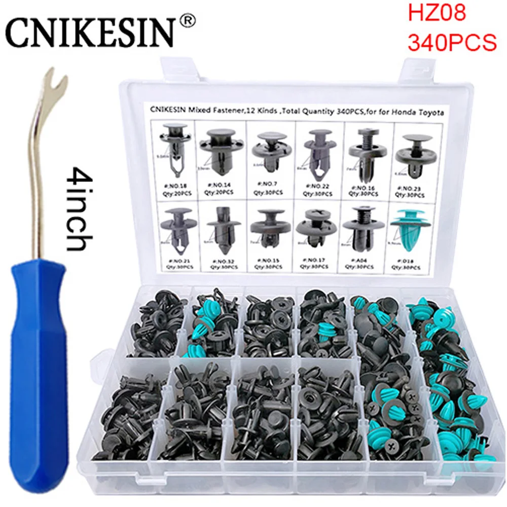 

CNIKESIN340PCS Mixed Special-purpose Car Fender Bumper Nylon rivet fixed Clip Fastener with box for Honda TOYOTA Lexus Audi Ford