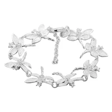 New Womens Chic Silver Chain Dragonflies Lobster Clasp Bracelet Jewelry