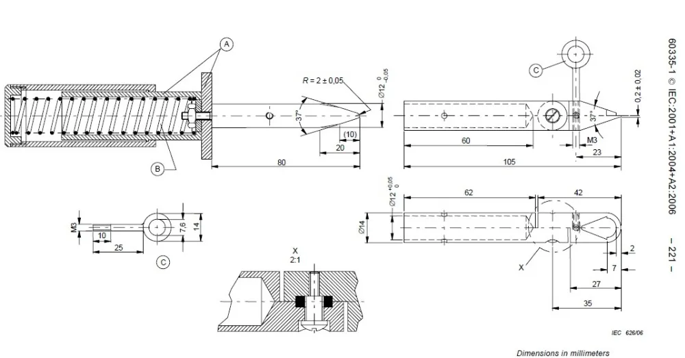 IEC60335 доступности машина испытания на ноготь с 50N силы