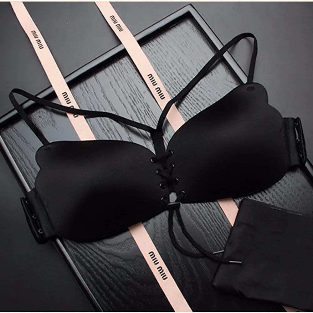 Women Push up Sexy Invisible Adhesive Gel Strapless Backless Bra Silicone Bras Front Closure